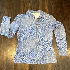 J. McLaughlin Blue & Gray Pullover with Buttons Size Small